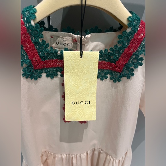 AUTH GIRLS’ GUCCI S/S GIRLS’ IVORY COTTON TIERED DRESS - SZ 5Y - Picture 6 of 10